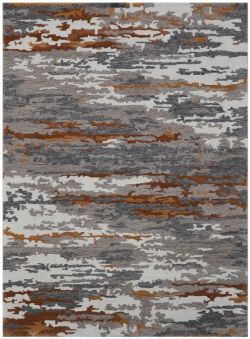 Absidian Transitional Hand-tufted Orange/Gray Area Rug 5'x8'