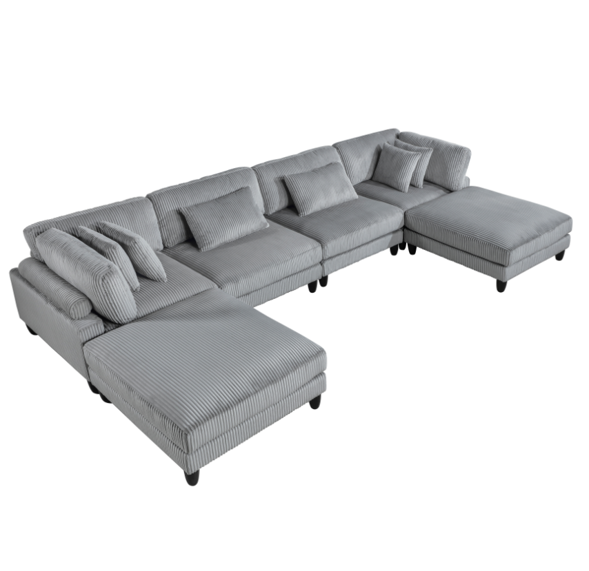 4-Piece Sectional Sofa with Two Ottomans