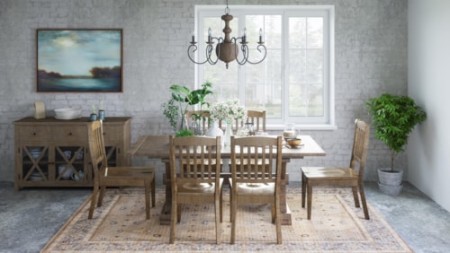 Farmhouse 6-Piece Dining Table Bench and Chair Set