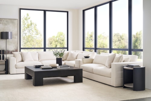 Leone L-Shaped Sectional w/ Upholstered Sofa Table