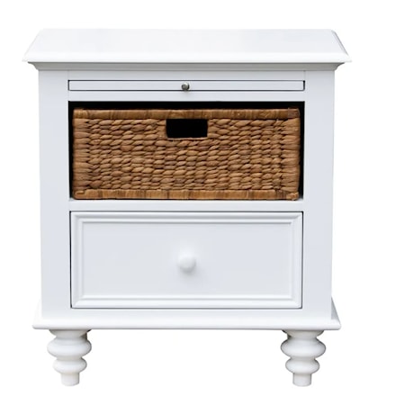 1-Drawer Basket Nightstand