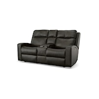 Contemporary Power Reclining Loveseat with Console and Headrest