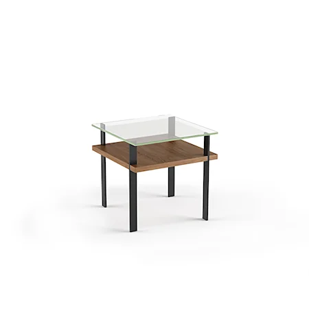 Contemporary End Table with Glass Top