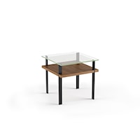 Contemporary End Table with Glass Top