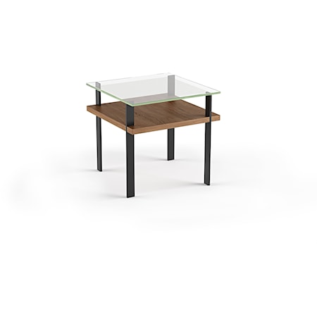 Contemporary End Table with Glass Top