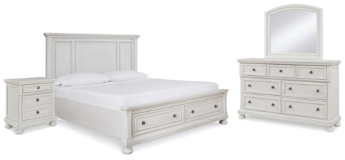 Queen Storage Bed, Dresser, Mirror And Nightstand