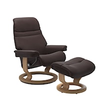 Large Reclining Chair & Ottoman with Classic Base