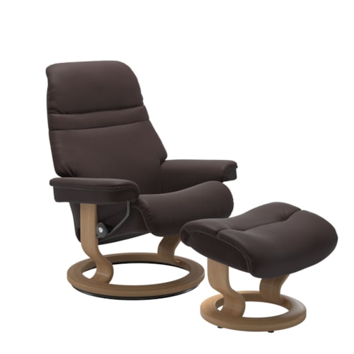 Large Reclining Chair & Ottoman with Classic Base