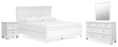 4pc King Panel Bed, Dresser, Mirror & Nightstand 