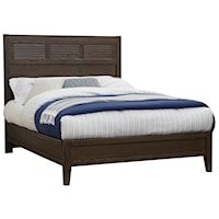 Transitional California King Low Profile Bed with Louvered Headboard