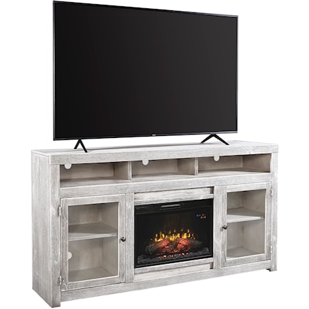 Contemporary 74" Two-Door Fireplace Console