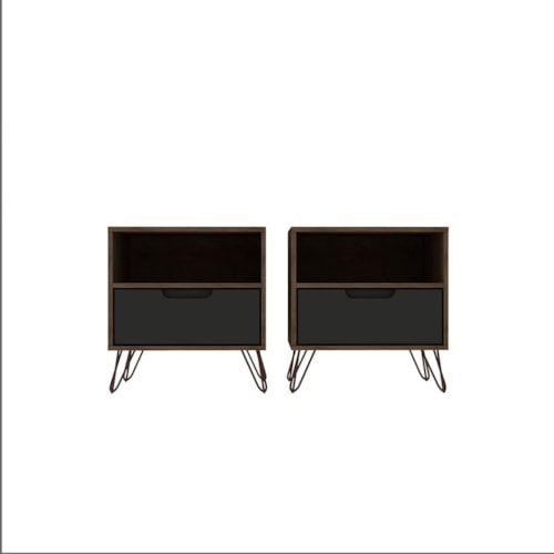 Rockefeller Nightstand 1.0 - Set of 2 in Nature and Textured Grey