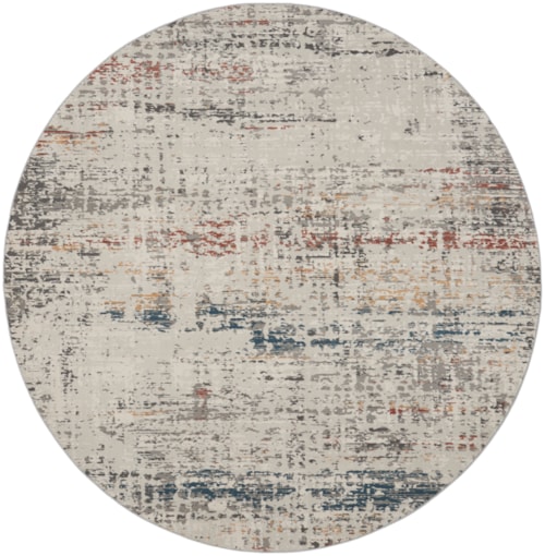 7'10"  Light Grey Multi Round Rug