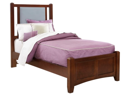 Transitional Upholstered Twin Bed with Panel Footboard