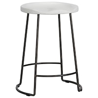 Contemporary Counter Height Stool with Wood Seat