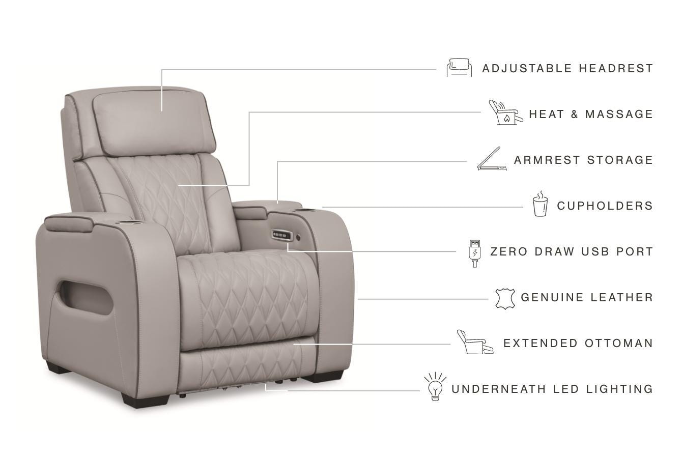 Signature Design by Ashley Boyington Pwr Recliner/adj Headrest