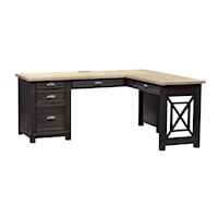 Transitional L Shaped Desk with Two Tone Finish