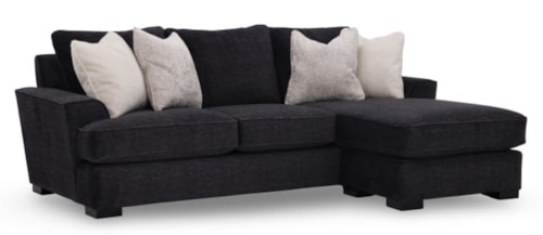 Transitional Chaise Sofa with Accent Pillows