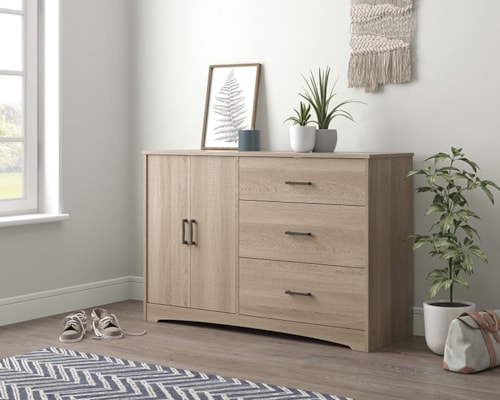 Transitional 2-Door Dresser with 3-Storage Drawers