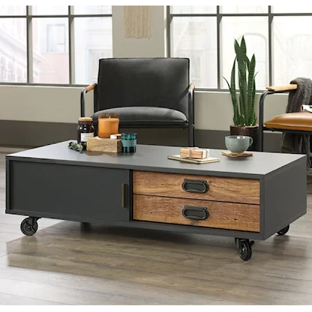 Industrial Coffee Table with Casters