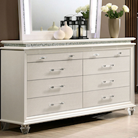 Glam 8 Drawer Dresser with Felt-Lined Top Drawers