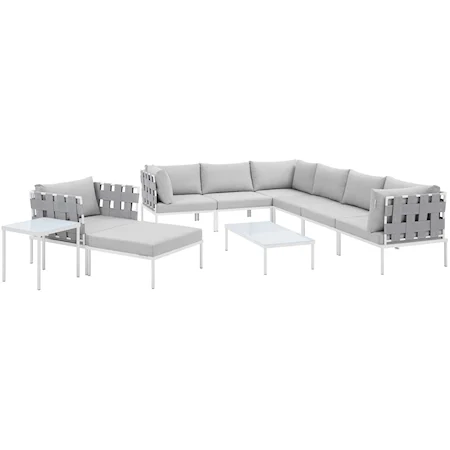 Outdoor 10-Piece Aluminum Sectional Sofa Set