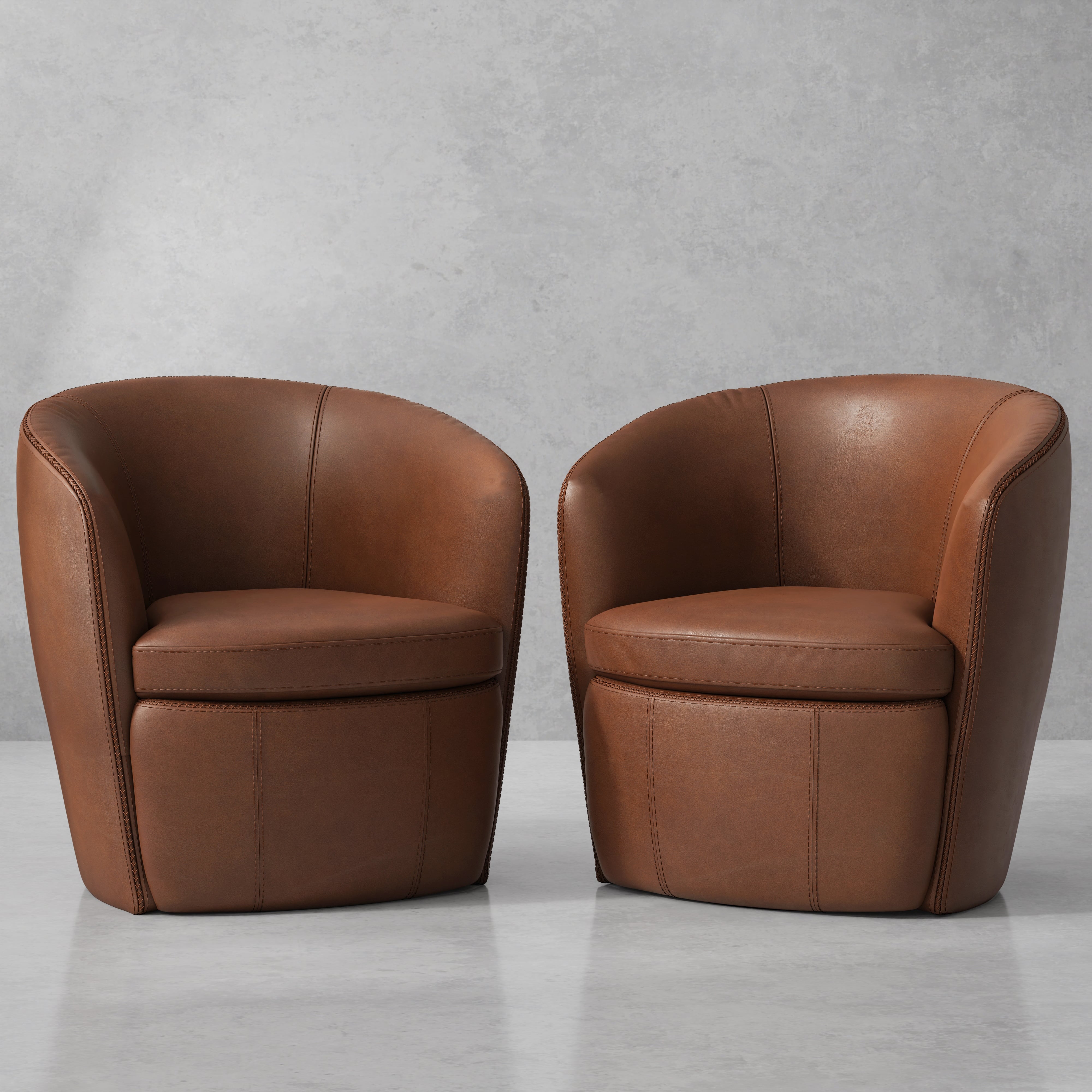 Parker Living Barolo Leather Swivel Barrel Chair (Set of 2)