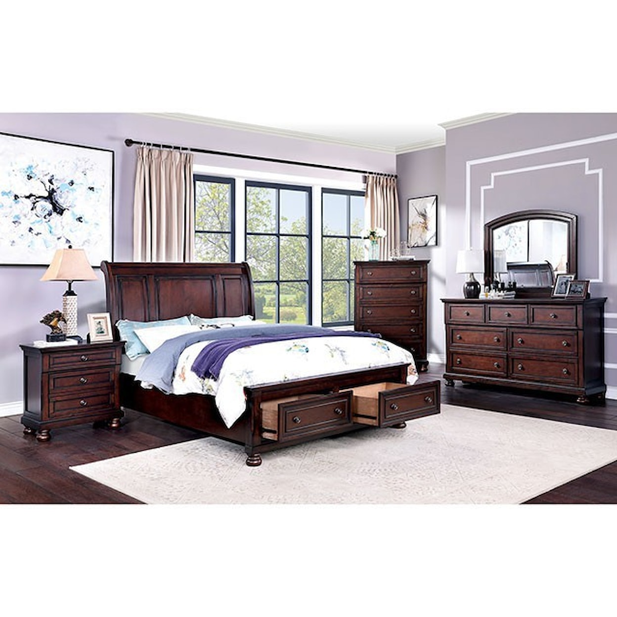 Furniture of America Wells Queen Bedroom Group 