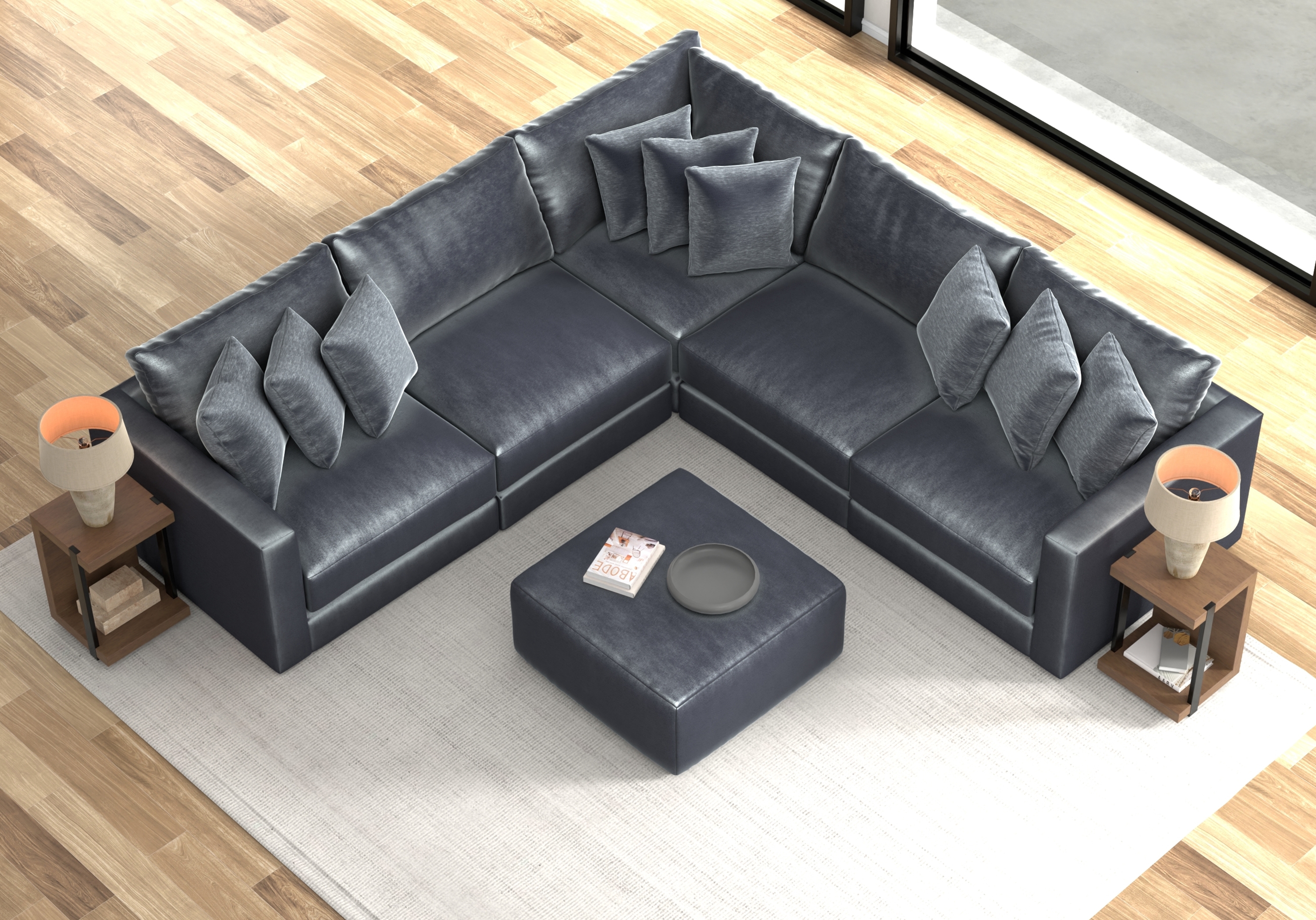 Jackson Furniture Remington 5-Piece Sectional Sofa with Cocktail Ottoman