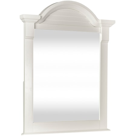 Cottage Arched Mirror with Louvered Panel Accents