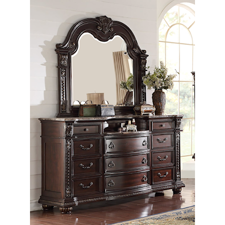 11-Drawer Dresser and Mirror Set