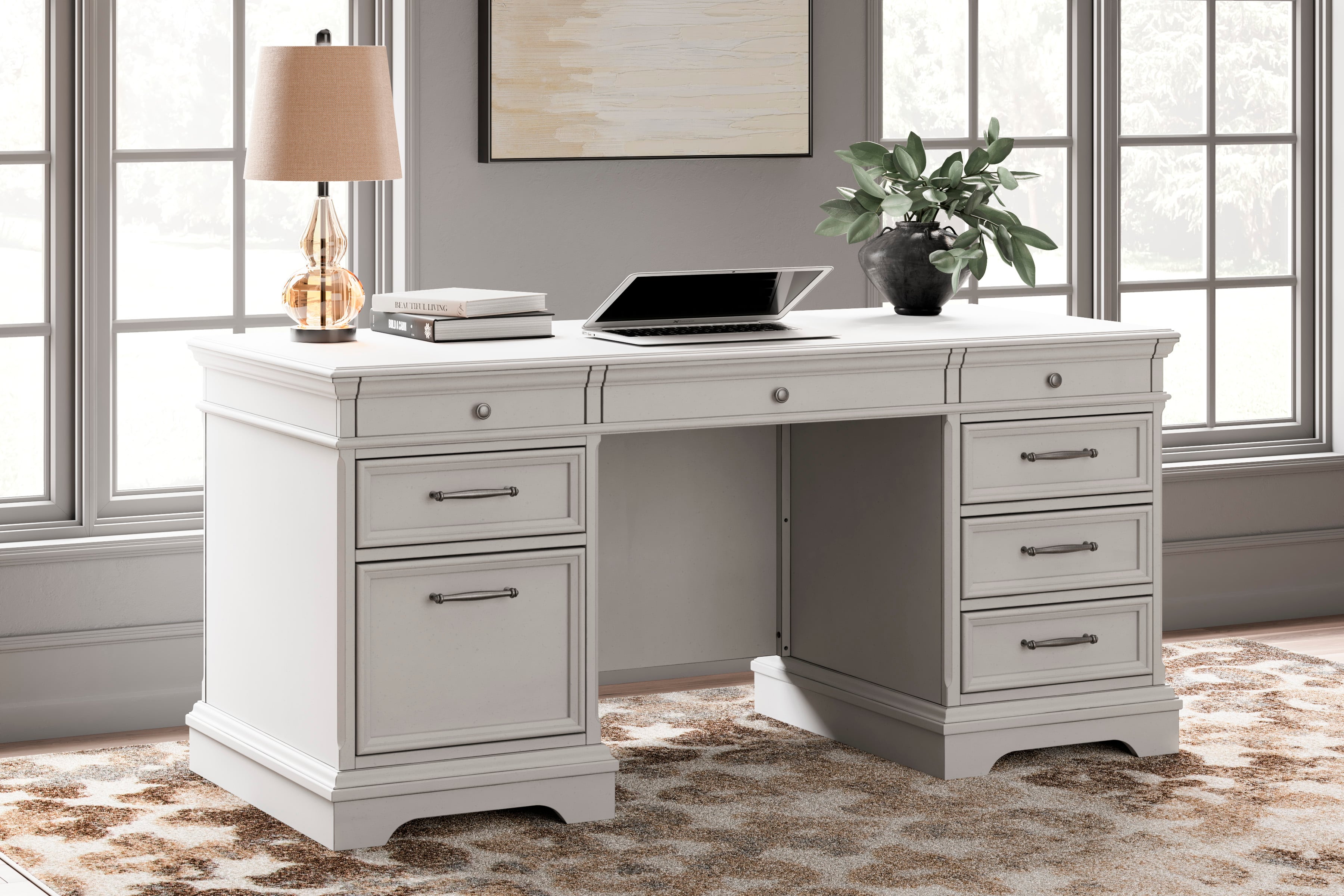 Ashley Signature Design Kanwyn H777H1 Double Pedestal Home Office Desk ...