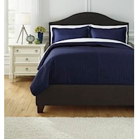 Queen Raleda Navy Coverlet Set