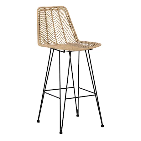 Natural Handwoven Bar Height Bar Stool