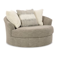 Contemporary Oversized Swivel Accent Chair with Reversible Seat Cushion