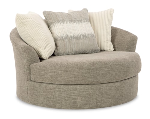 Contemporary Oversized Swivel Accent Chair with Reversible Seat Cushion