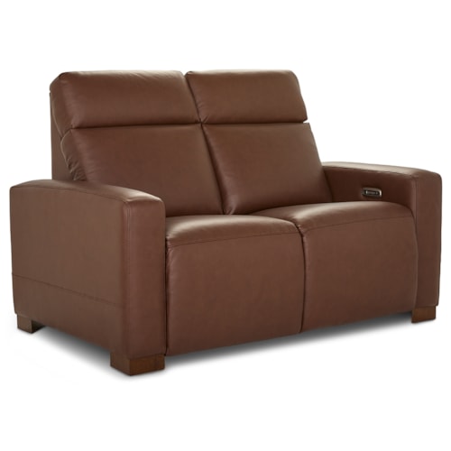 Contemporary Power Reclining Loveseat with Power Headrests and USB Ports