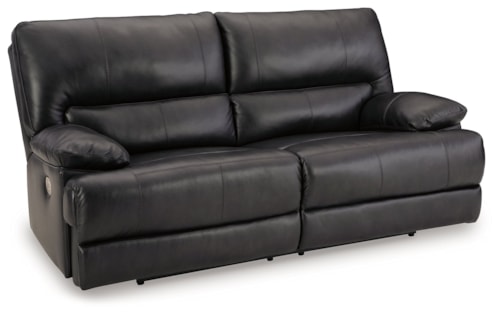 Leather Match 2-Seat Power Reclining Sofa w/ Adjustable Headrests