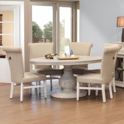 Cottage 7-Piece Dining Set with Upholstered Side Chairs