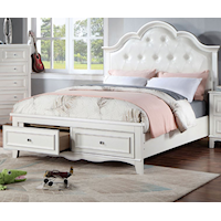 Transitional Cadence Upholstered Full Bed with Footboard Storage