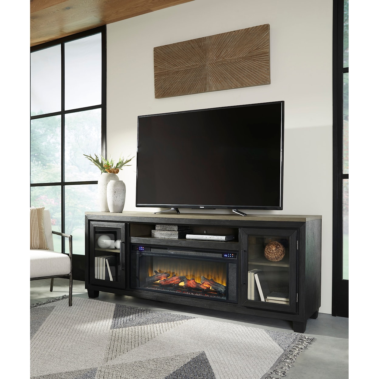 Ashley Signature Design Foyland 83" TV Stand with Electric Fireplace