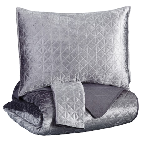 Queen Maryam Gray Coverlet Set