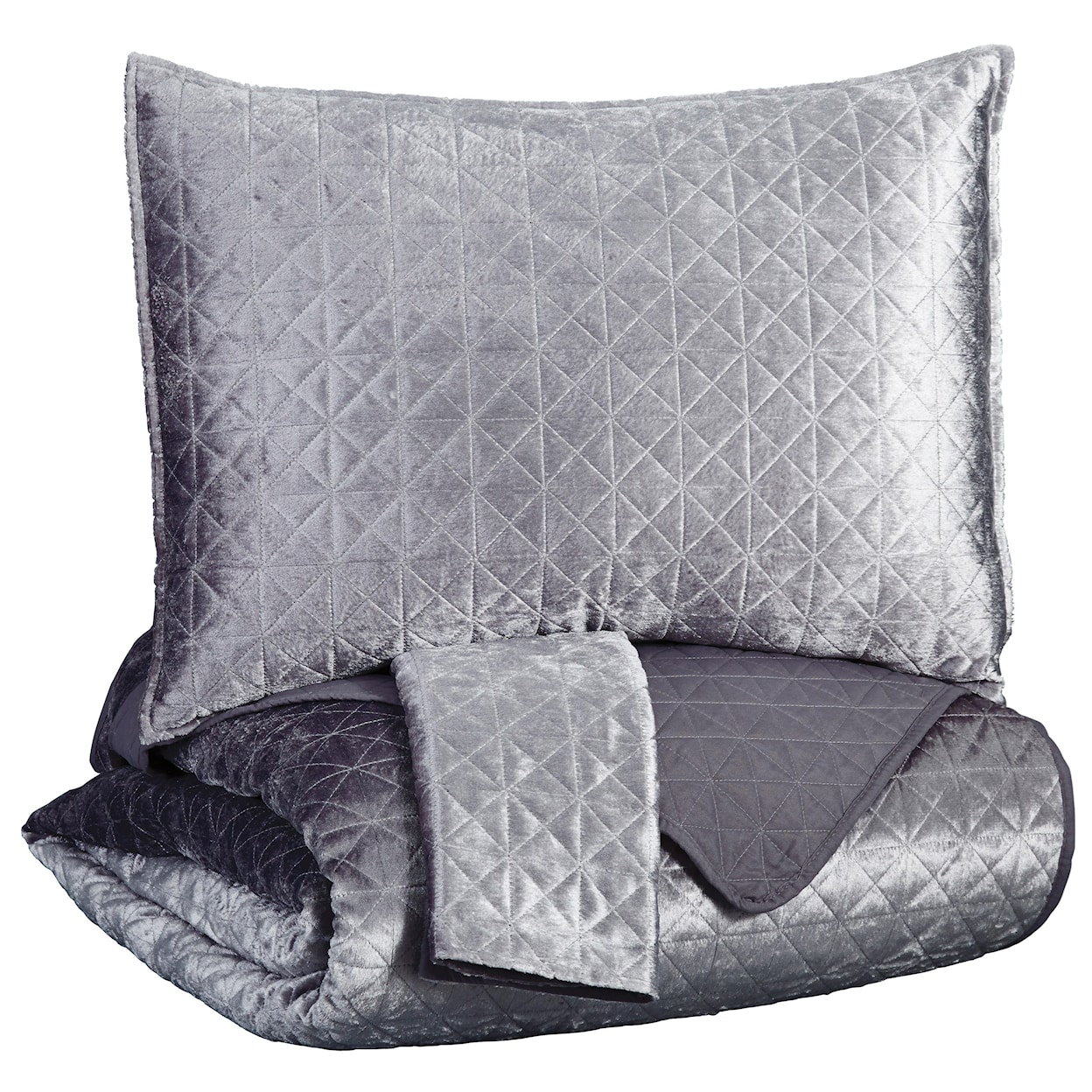 Ashley Furniture Signature Design Bedding Sets Queen Maryam Gray Coverlet Set