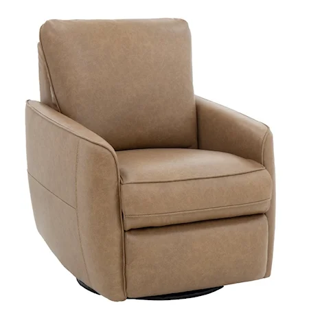 Contemporary Swivel Power Recliner with Flared Arms
