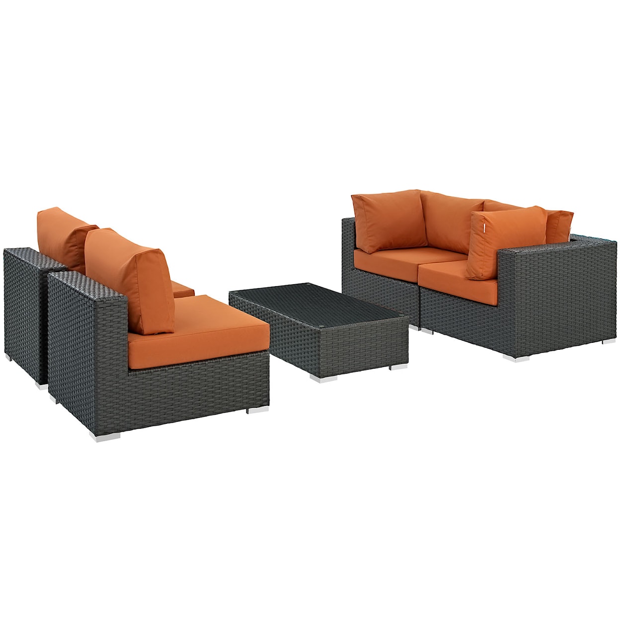 Modway Sojourn Outdoor 5 Piece Sectional Set