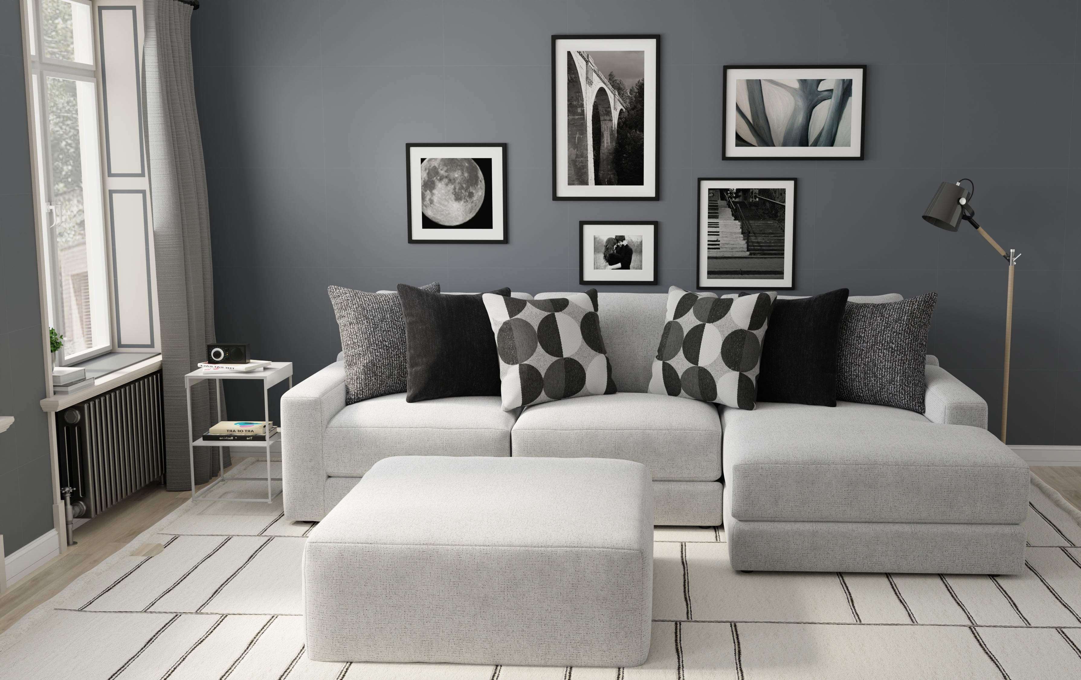 Jackson Furniture Arlo 3-Piece Sectional Sofa with Cocktail Ottoman