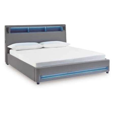 King Upholstered Bed With Wireless Audio