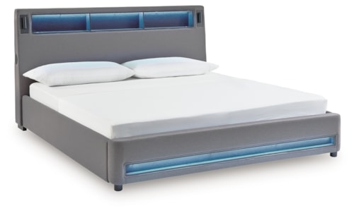 King Upholstered Bed With Wireless Audio