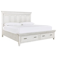Farmhouse Queen Footboard Storage Bed with USB Port