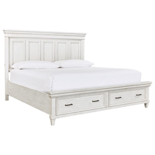 Farmhouse King Footboard Storage Bed with USB Port